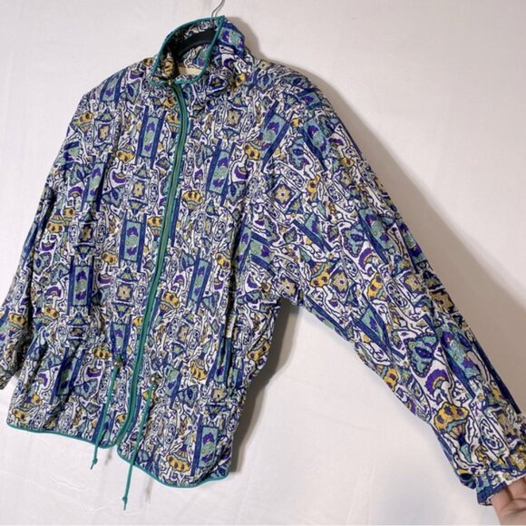 Vintage Ispo Green Blue All Over Busy Print Tracksuit W Green Pants M - Picture 16 of 16